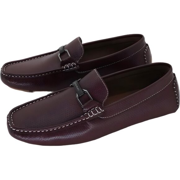 Aston Marc Men's Charter Driving Loafers Maroon Leather Slip-On 12M - Picture 2 of 6